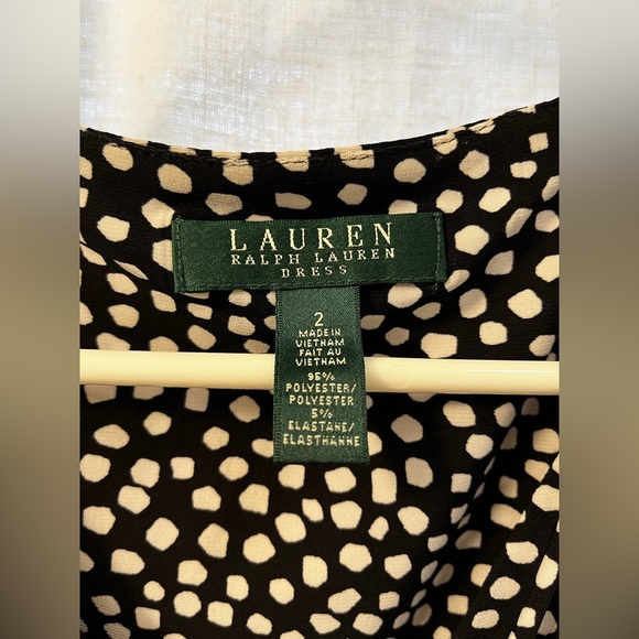 Lauren by Ralph Lauren, black and white, faux wrap dress - Picture 5 of 9